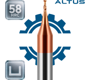 Твердосплавні монолітні мікрофрези ALTUS 2F AlTiN з плоским торцем до 58 HRC