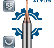 Твердосплавні монолітні сферичні мікрофрези ALTUS 2F AlTiN до 58 HRC