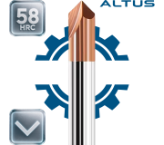 Твердосплавні монолітні фасочні фрези ALTUS 4F AlTiN 60°/90°/120° до 58 HRC
