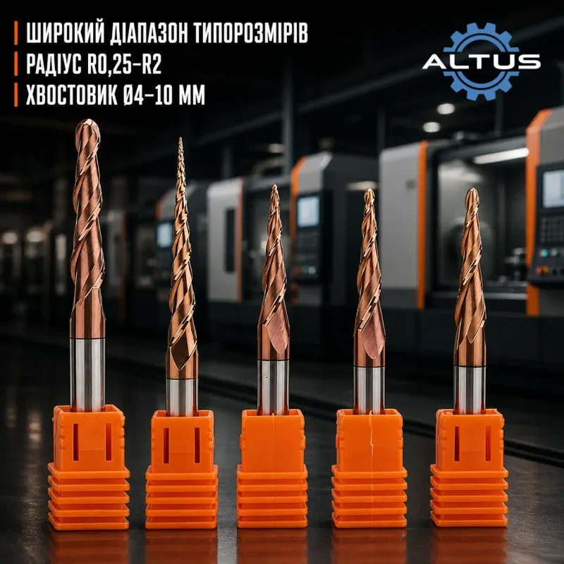 Фреза твердосплавна ALTUS R0,25×60×d6×100-2F (58 HRC)